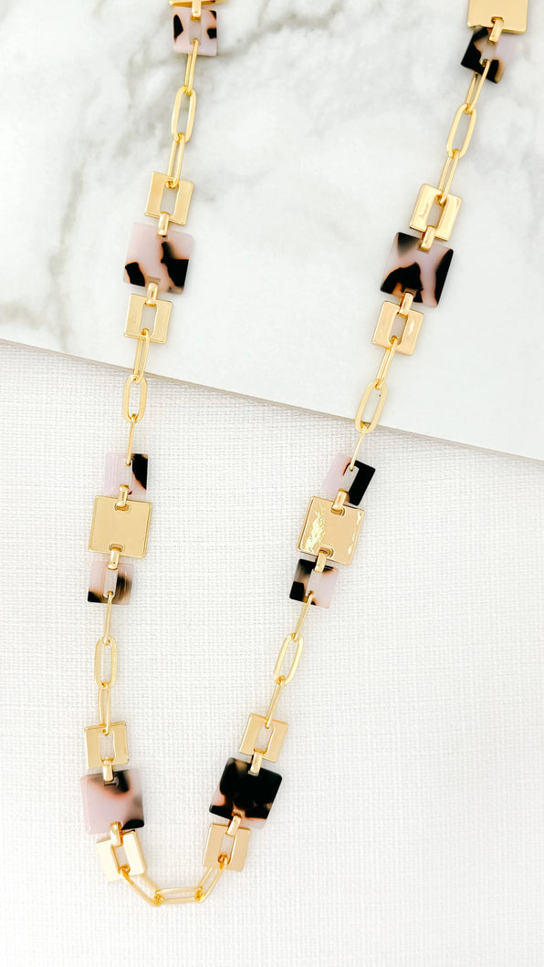 Envy Long Leopard Detail Necklace - Gold