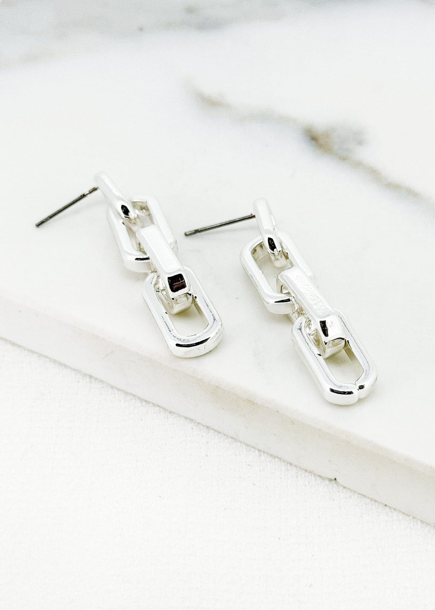 Envy Link Drop Earring - Silver