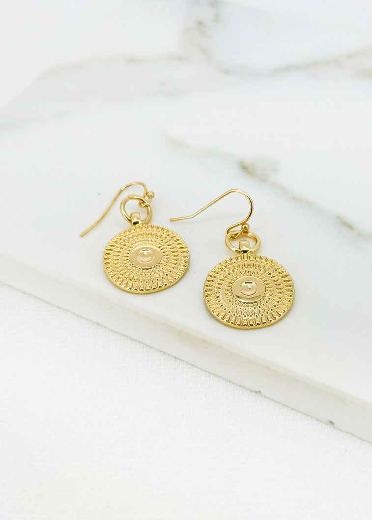 Envy Textured Disc Earring - Gold