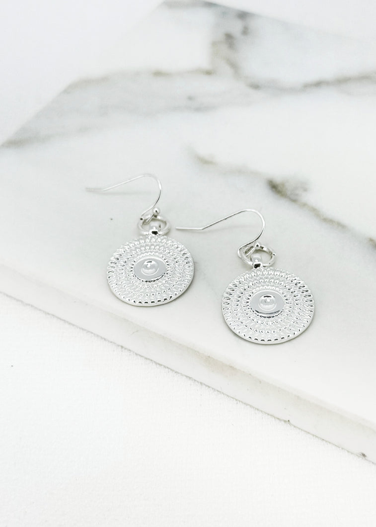 Envy Textured Disc Earring - Silver