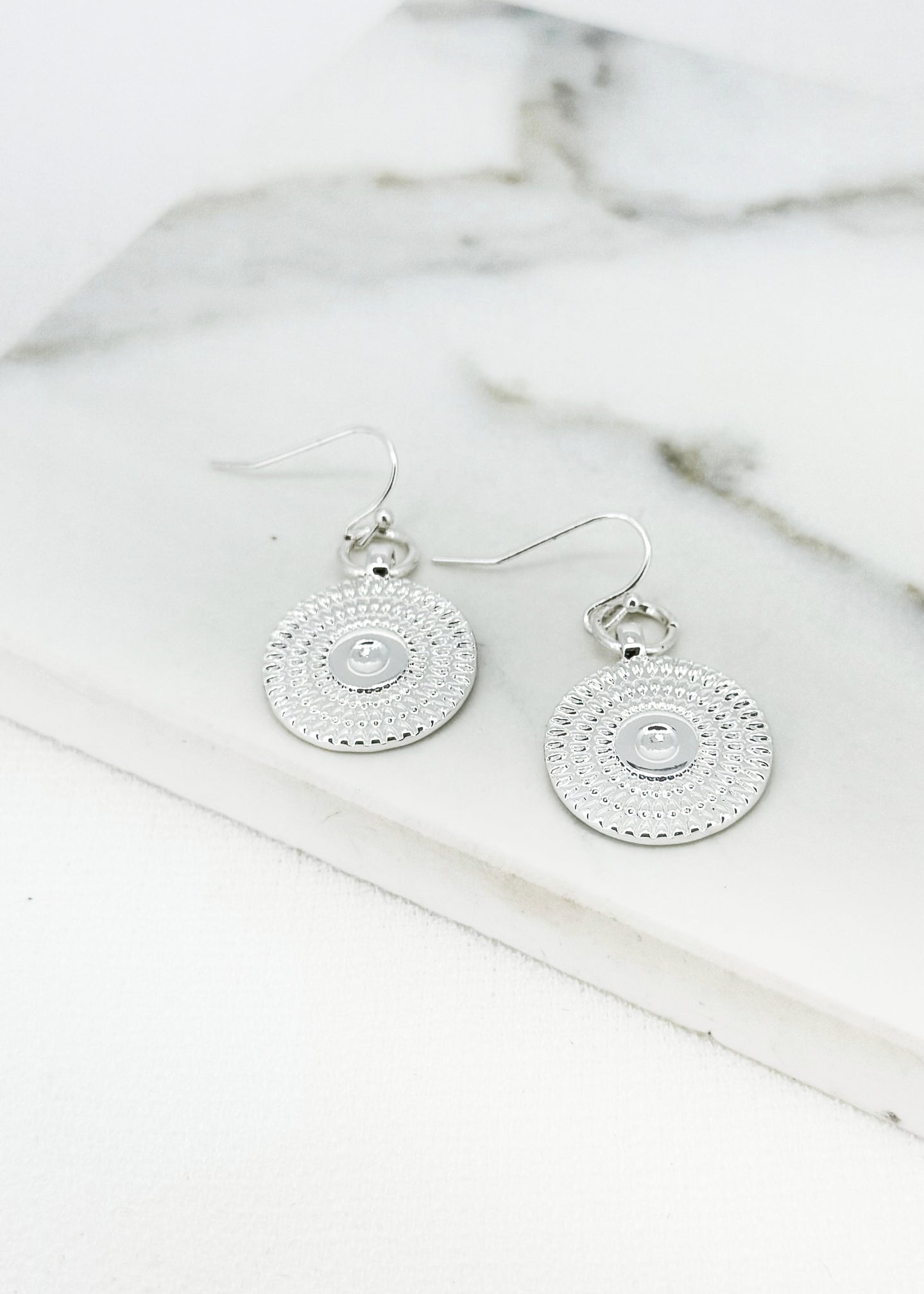 Envy Textured Disc Earring - Silver