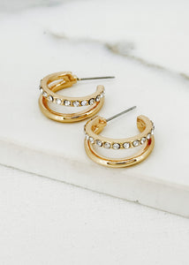 Envy Split Hoop Diamante Earring - |Gold