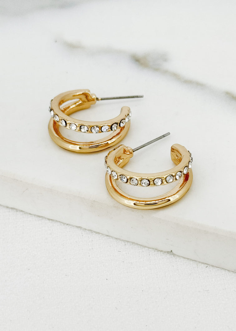 Envy Split Hoop Diamante Earring - |Gold