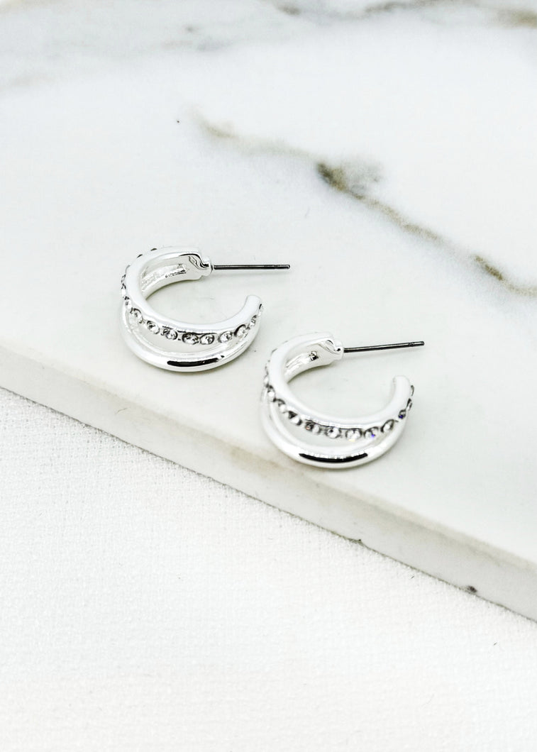 Envy Split Hoop Diamante Earring - Silver