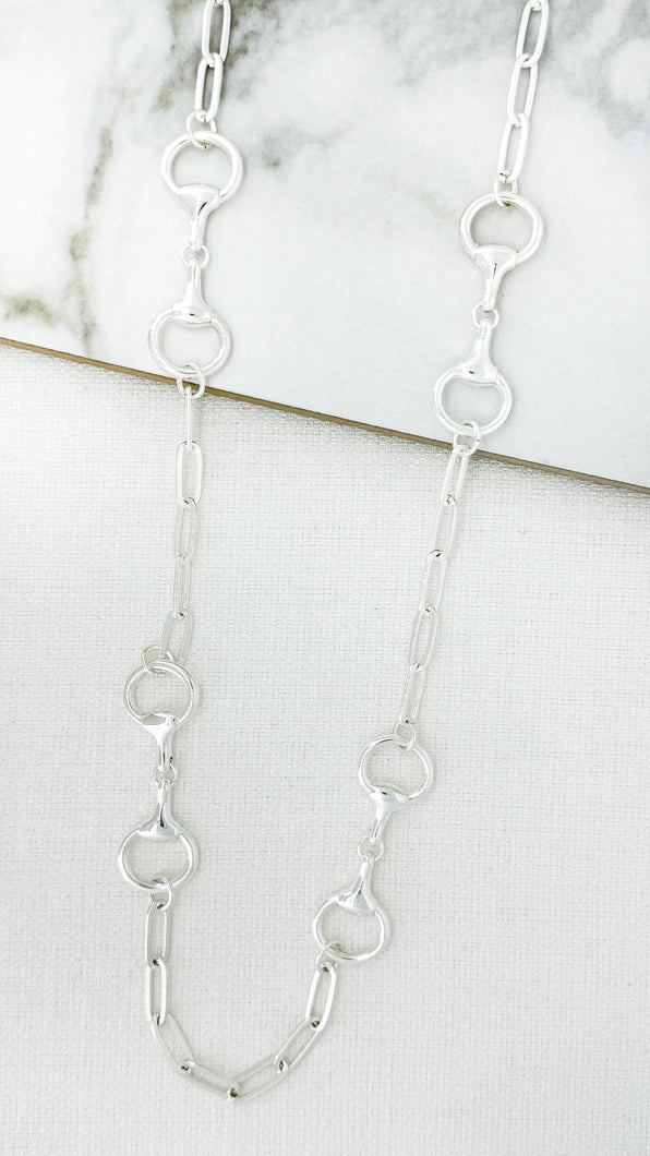 Envy Long Horse Bit Necklace - Silver