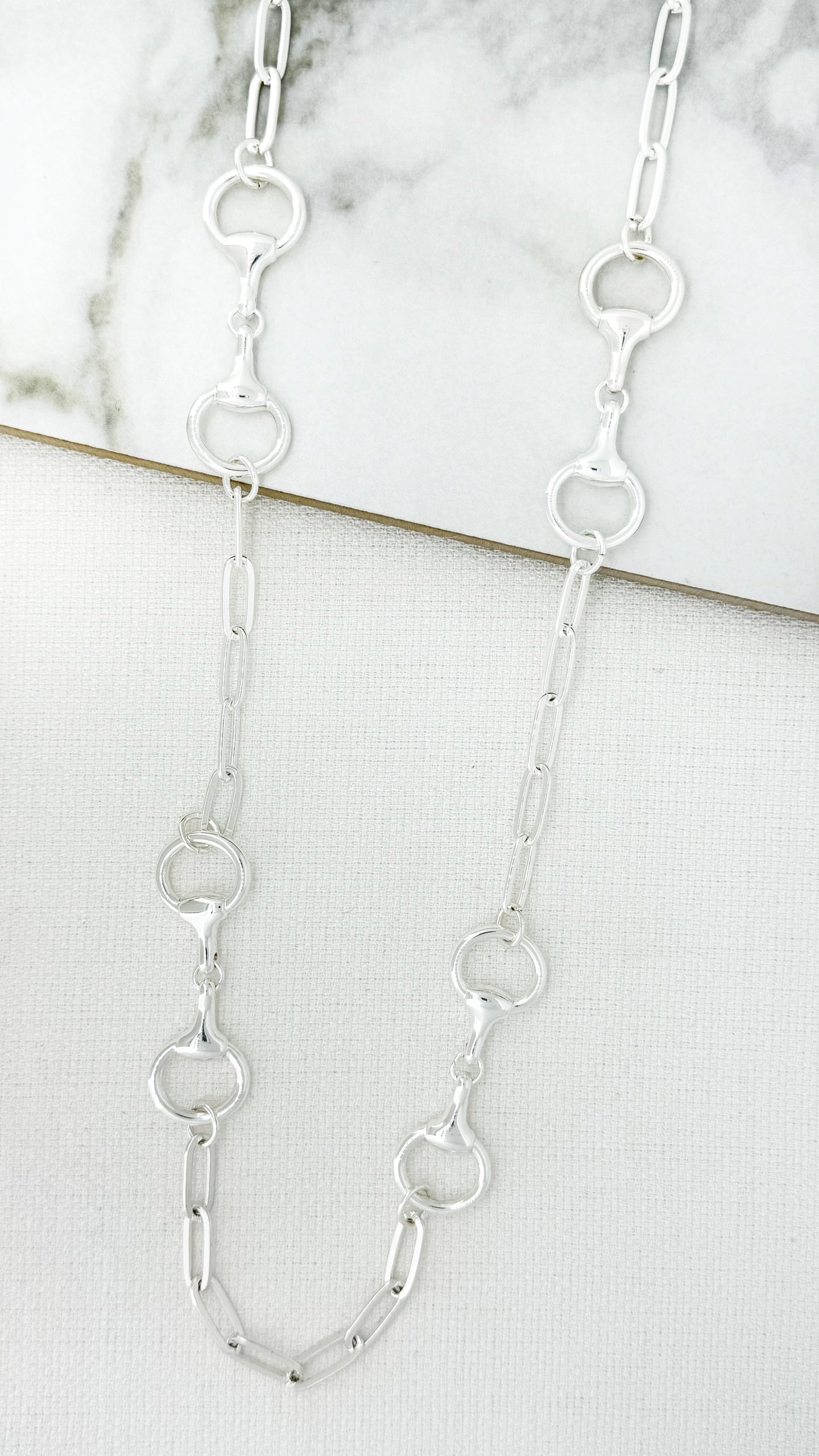 Envy Long Horse Bit Necklace - Silver