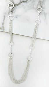 Envy Long Horse Bit Chain Necklace - Silver