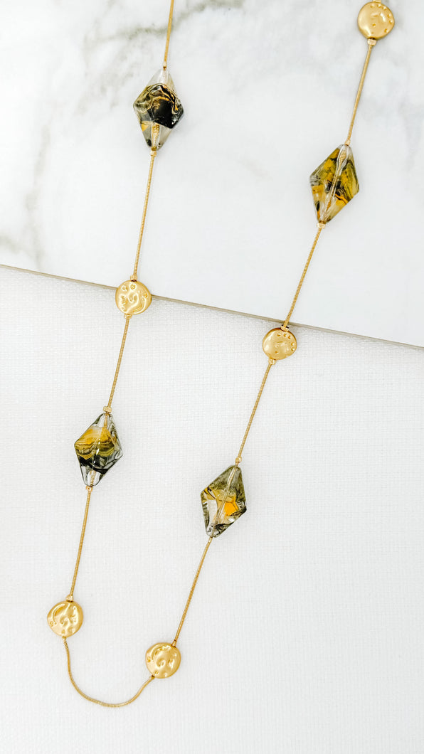 Envy Gold Disc and Onyx Necklace
