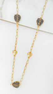 Envy Long Mini Heart and Beaded Heart Necklace