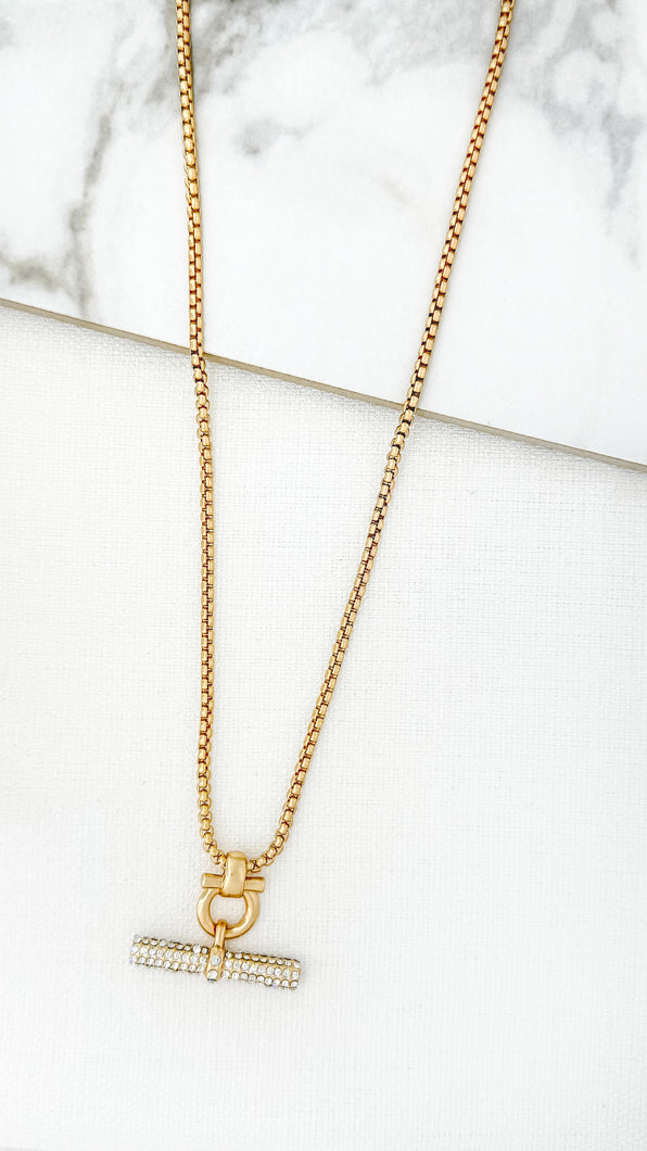 Envy Long Diamante T Bar Necklace