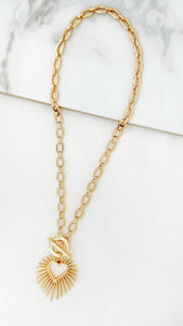 Envy Sunburst Heart Necklace - Gold