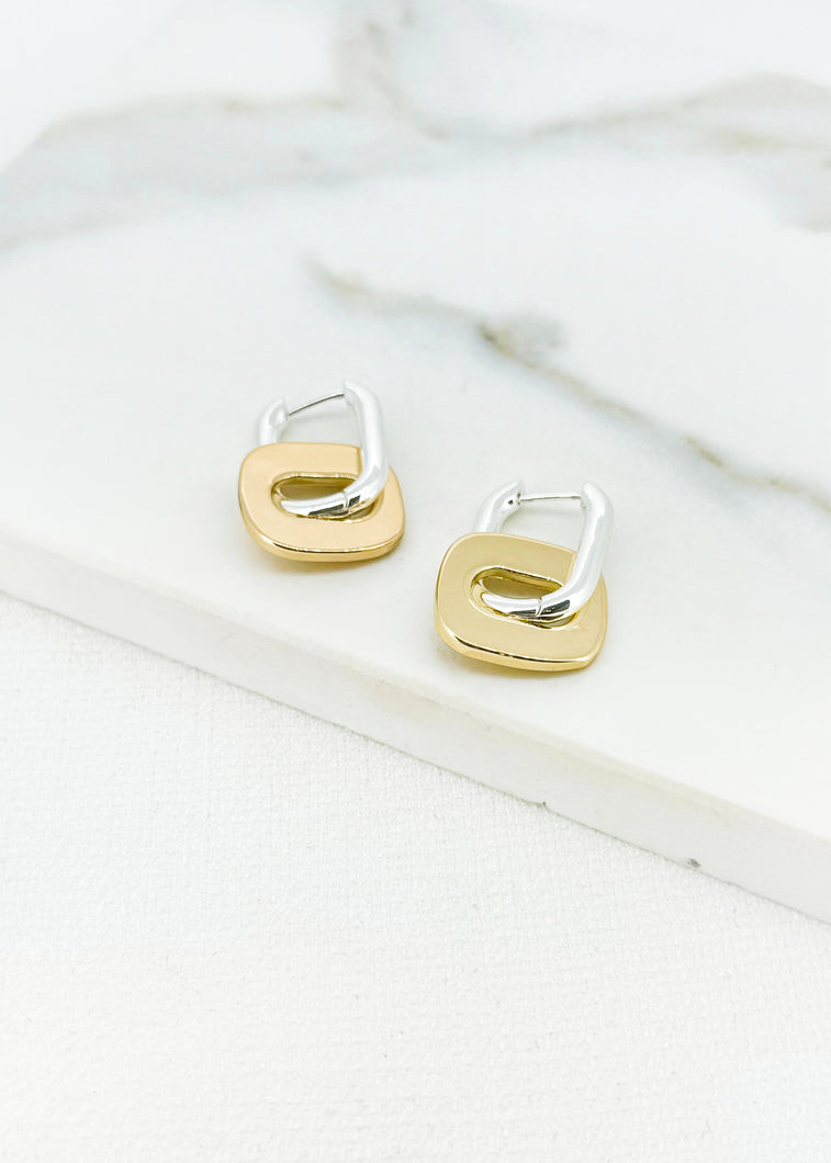 Envy Square Drop Earring - Silver/Gold