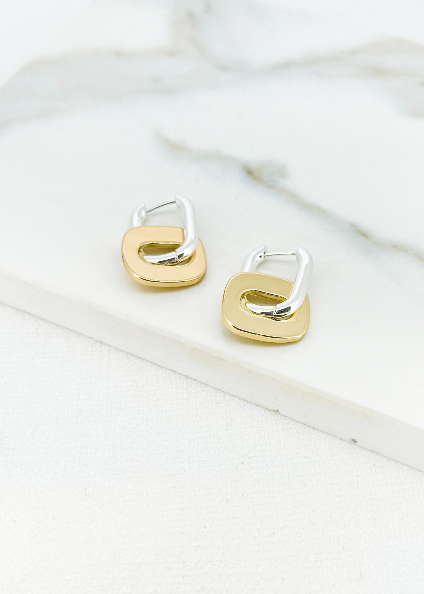 Envy Square Drop Earring - Silver/Gold