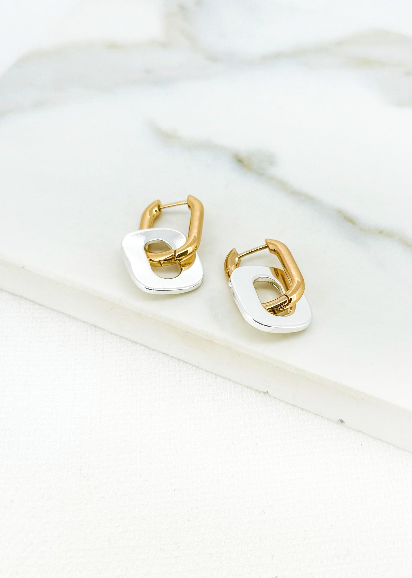 Envy Square Drop Earring - Gold/Silver
