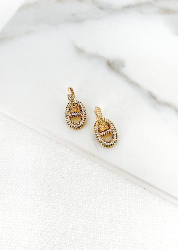 Envy Buckle Diamante Drop Earring - Gold