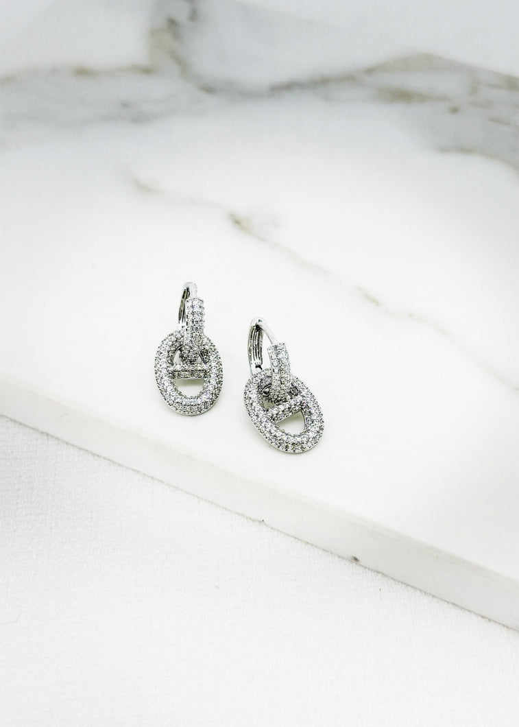 Envy Buckle Diamante Drop Earring - Silver