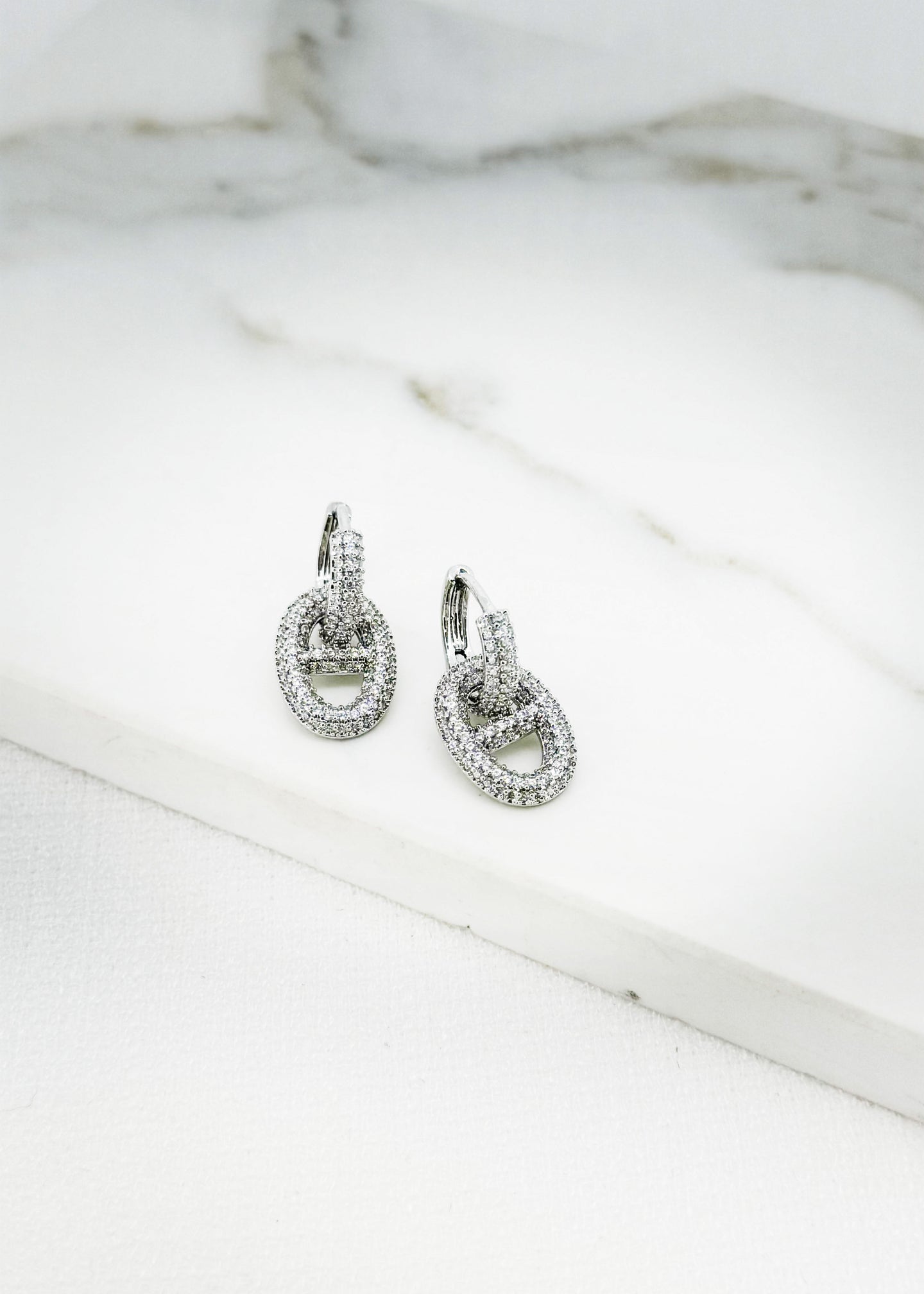 Envy Buckle Diamante Drop Earring - Silver