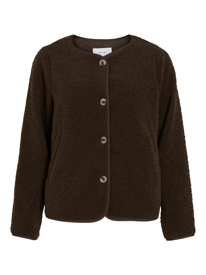 Vila Ada Teddy Jacket - Coffee Bean