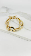 Load image into Gallery viewer, Envy Thick link faceted T-bar bracelet - Gold