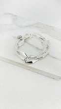 Load image into Gallery viewer, Envy Thick link faceted T-bar bracelet - Silver