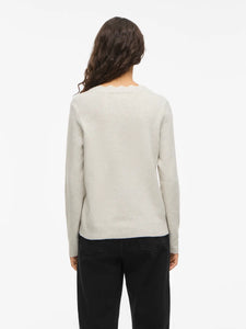 Vila Nikolina V Neck Jumper - Light Grey Melange
