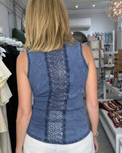 Load image into Gallery viewer, |Broderie Panel Back Tank - Denim Blue