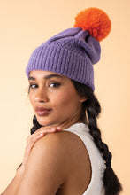 Load image into Gallery viewer, Powder Ingrid Bobble Hat - Lavender/Tangerine