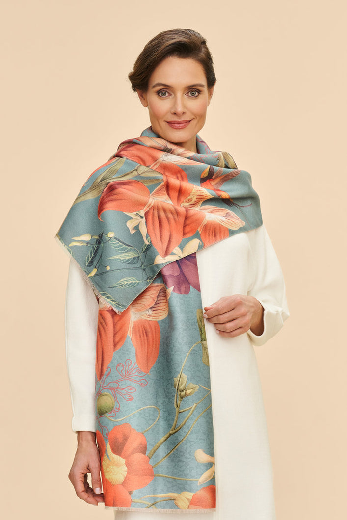 Powder Humingbird at Dusk Luxury Print Scarf