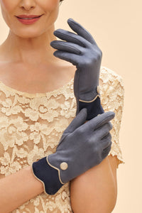 Powder Pandora Faux Suede Gloves - Navy