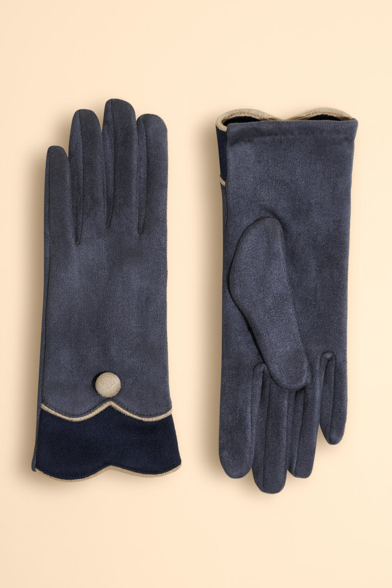 Powder Pandora Faux Suede Gloves - Navy