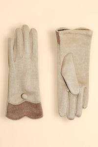 Powder Pandora Faux Suede Gloves - Cream