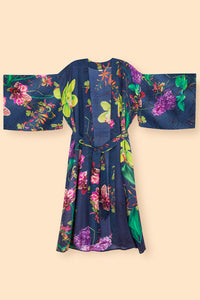 Powder Exotic Evening Kimono Gown - Ink