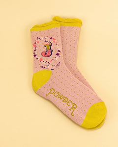 Powder Initial Ankle Socks - Letters A-Z