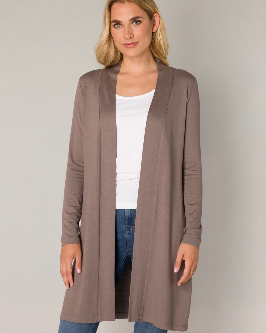 Base Level Yayla Long Cardigan -  Dark Taupe