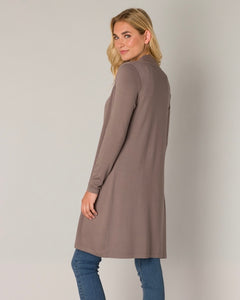 Base Level Yayla Long Cardigan -  Dark Taupe