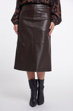 Load image into Gallery viewer, Rino &amp; Pelle Almas Faux Leather Skirt - Chocolate Bean