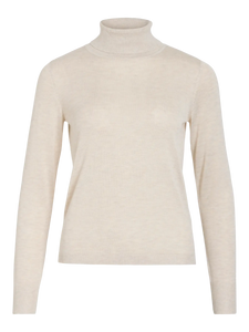 Vila Claudie Roll Neck Jumper - Light Natural Melange