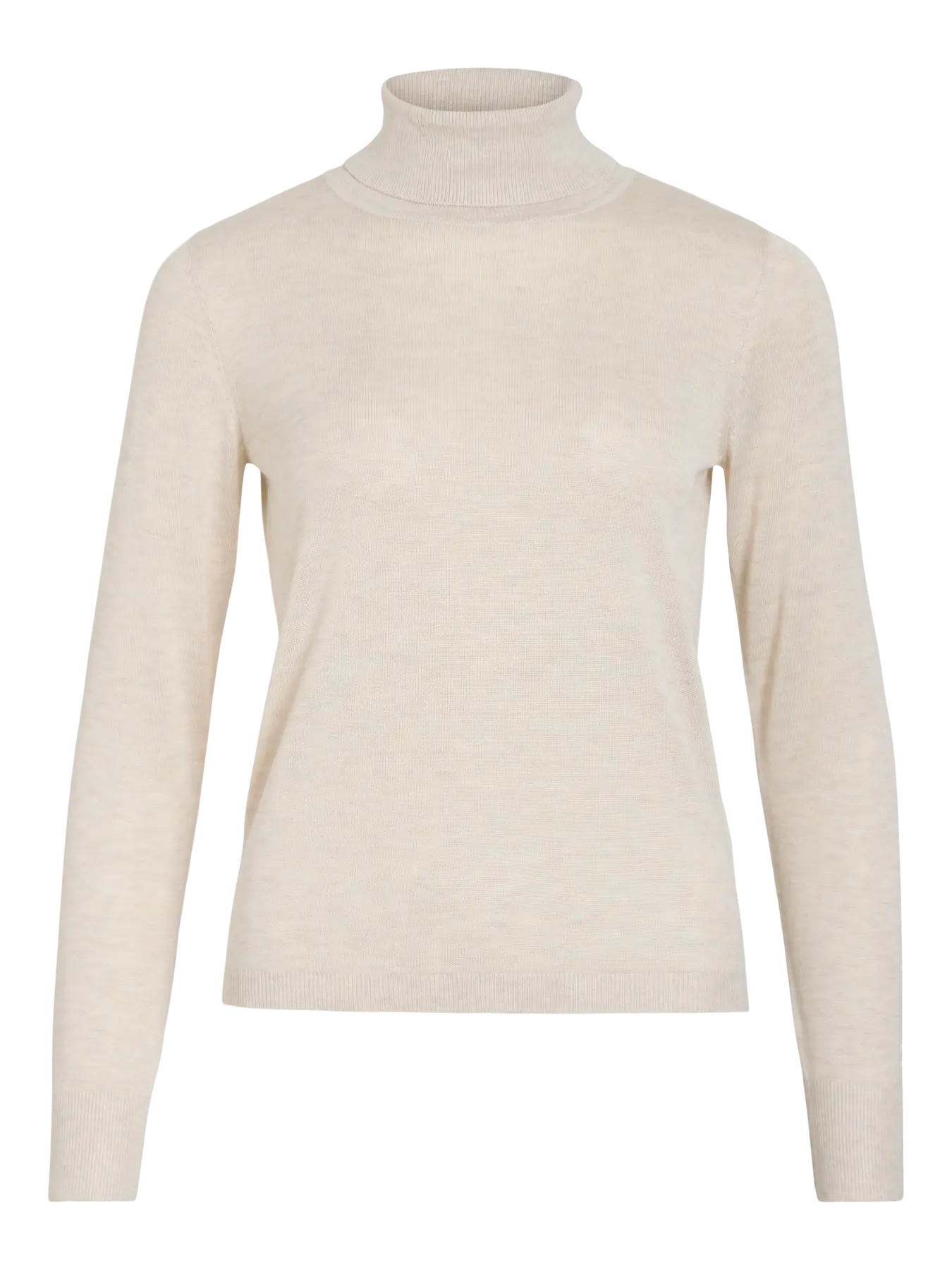 Vila Claudie Roll Neck Jumper - Light Natural Melange