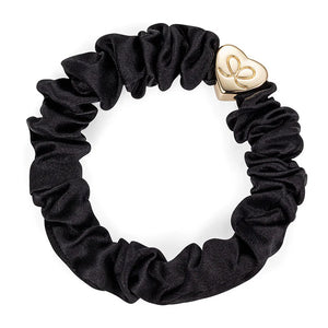 ByEloise - Gold Heart Silk Scrunchie - Black