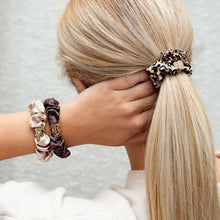 Load image into Gallery viewer, ByEloise - Gold Heart Silk Scrunchie - Leopard