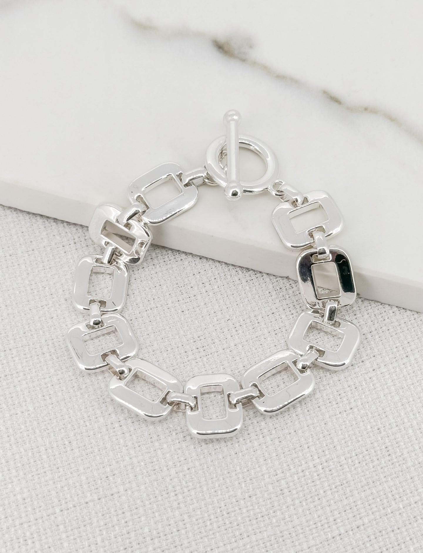 Envy Square Link Bracelet - Silver