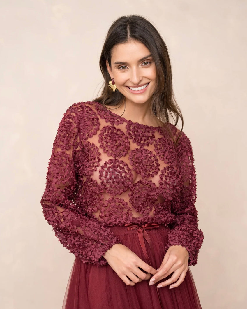 Choklate Paris Rosette Blouse - Bordeaux