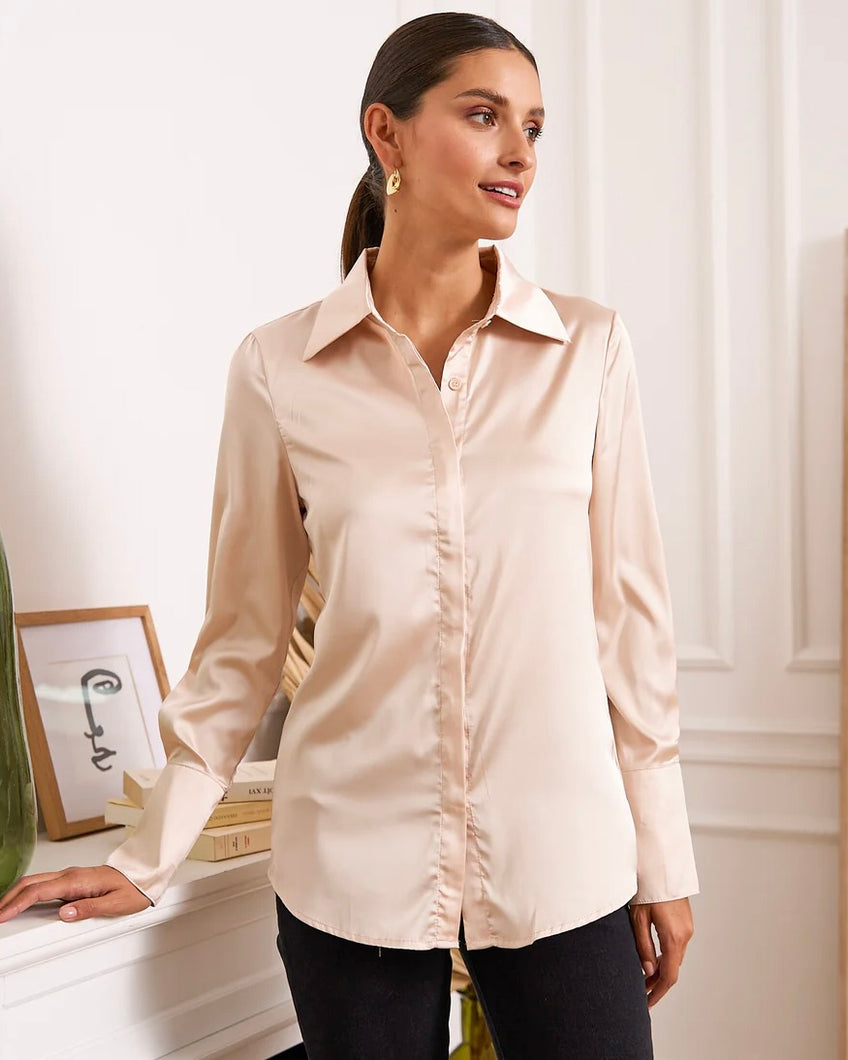 Léa Satin Shirt - Choklate Paris - Beige