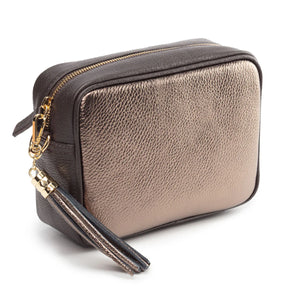 Ellie Beaumont Metallic Blend Crossbody Bag - Brown/Bronze