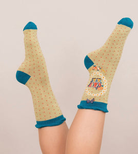 Powder Initial Ankle Socks - Letters A-Z