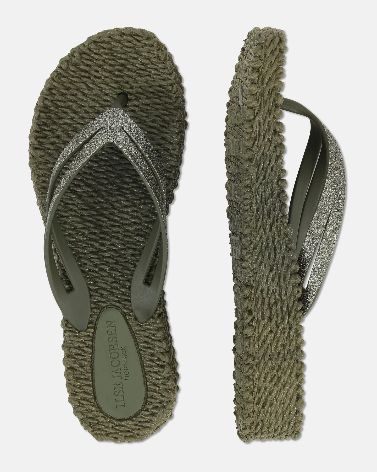 Ilse Jacobsen Platform Glitter Flip Flop - Army