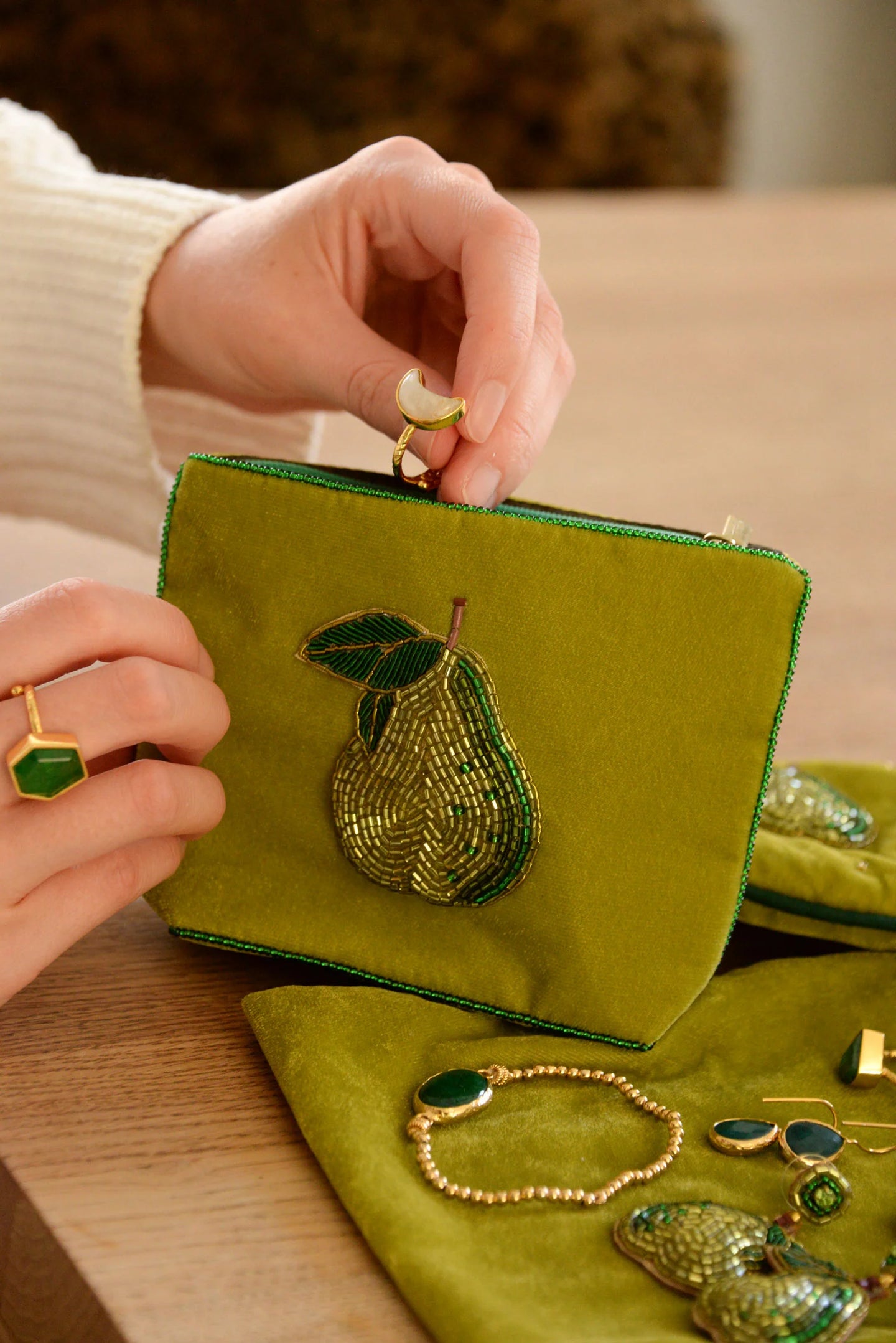 My Doris Green Pear Small Pouch