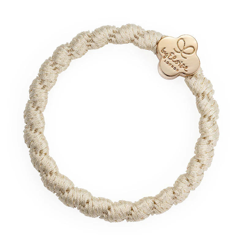 ByEloise - Gold Quartrefoil Woven Band - Woven Cream White