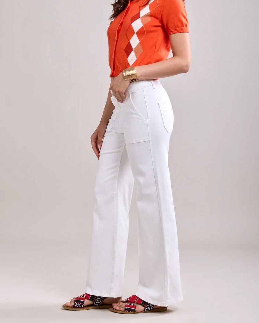 Toxik 3 Rowan Wide Leg Jean - White
