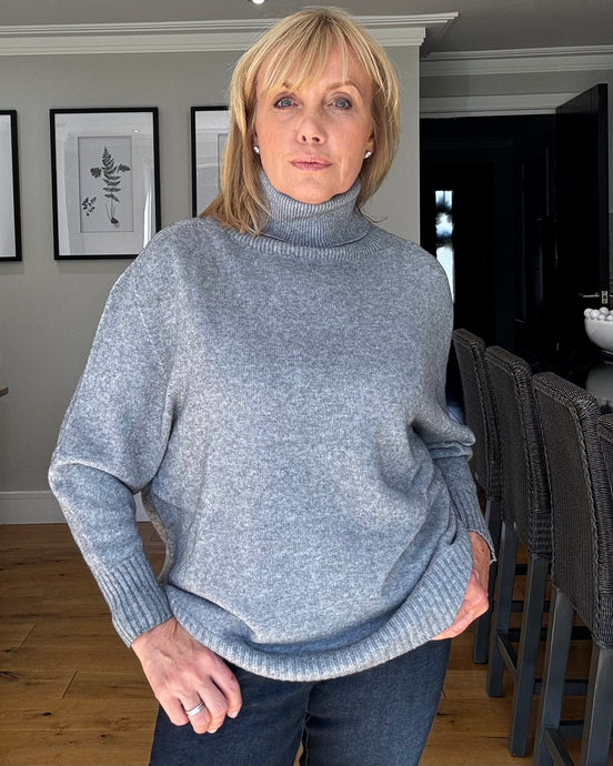 Faye Supersoft Oversize Roll Neck - Grey
